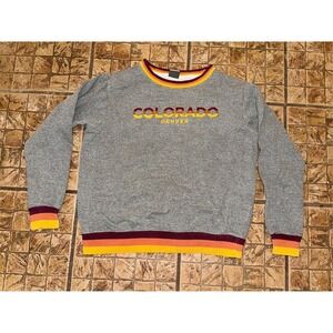 Vintage Colorado Denver Ringer Sweatshirt Gray Unisex M Retro‎ Pullover MV sport